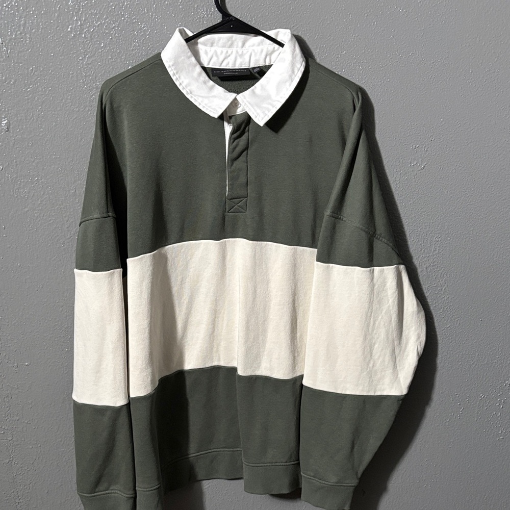 No Boundaries Olive and Cream Polo Shirt